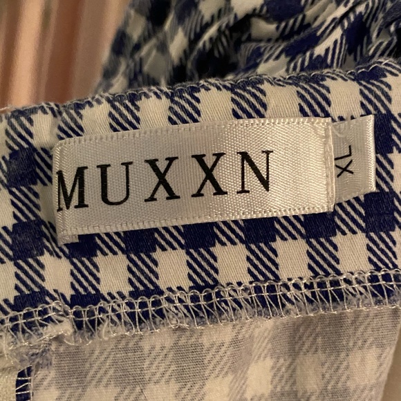 Muxxn Vintage Inspired XL Blue/white plaid,  Short sleeve, A-line dress - Picture 6 of 8